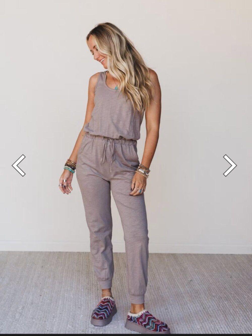 Three Bird Nest Sleeveless Jumpsuit Size Large Drawstring Comfort Lounge Wear